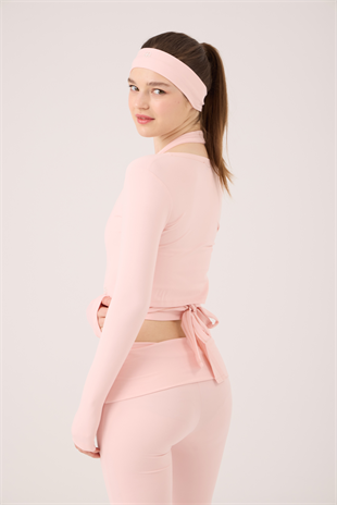 Bağlamalı Crop Kesim Ellen Bolero Pembe