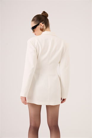 Belden Oturmalı Galina Blazer Ceket Ekru