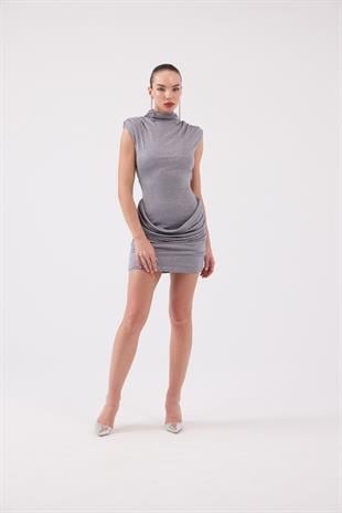 Backless Glittery Mini Judy Dress Gray