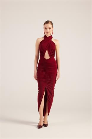 Marie Dress Claret Red