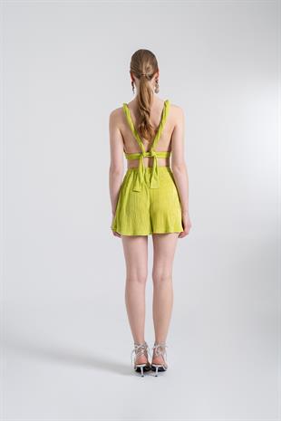 Beli Lastikli Mini Comfy Şort Yeşil