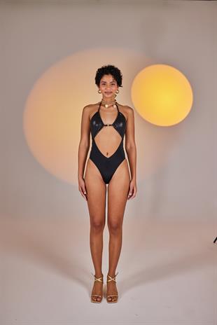 Özel Yapım Parlak Kumaşlı H Aksesuarlı Ivory Mayo Siyah