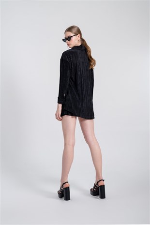 Oversize Düğme Kapamalı Comfy Oversize Gömlek Siyah