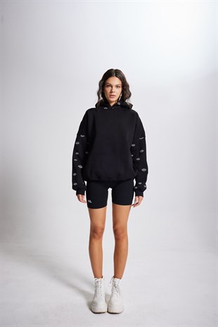 Oversize Kapüşonlu Unisex Eye Sweat Siyah