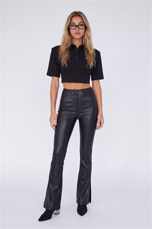 Neeko Leather Trousers Black