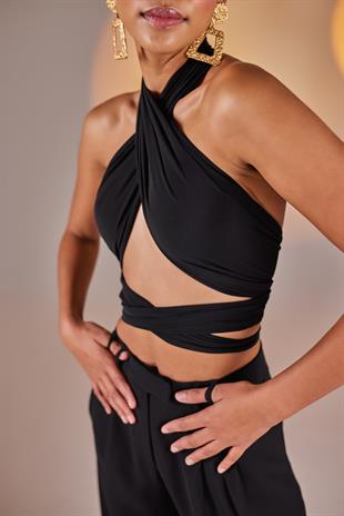 Wrap Top Siyah