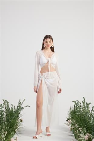 Alt Üst Ringer Pareo Takım Beyaz