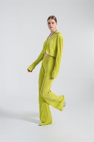 Beli Lastikli Esnek Comfy Pantolon Yeşil