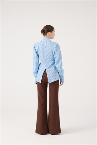 İspanyol Paça Yüksek Bel Calista Pantolon Kahve