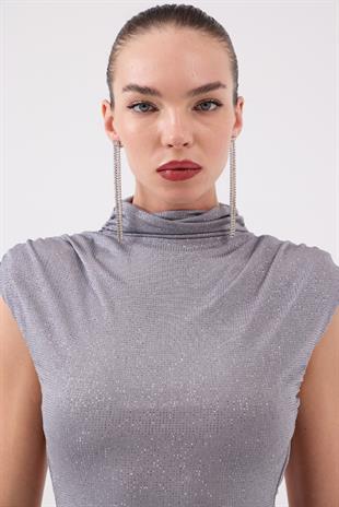 Backless Glittery Mini Judy Dress Gray