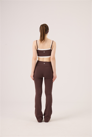 High Waist Flare Fabiola Leggings Pants Brown