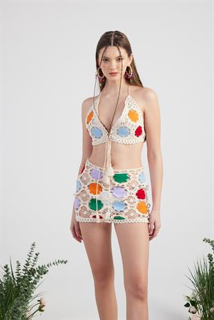 Bağlamalı Joia Triko Takım Pareo Bej