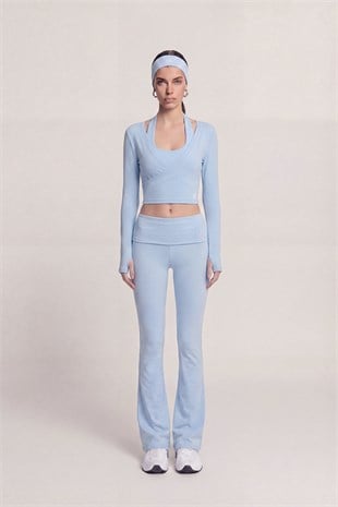 Bağlamalı Crop Kesim Ellen Bolero Mavi