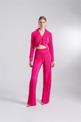 Beli Lastikli Esnek Comfy Pantolon Pembe