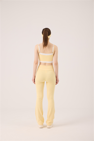 Yüksek Bel Flare Fabiola Tayt Pantolon Sarı