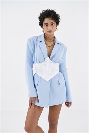 Arkası Gipeli Satin Korse Beyaz