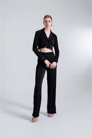 Crop Model Düğme Kapamalı Comfy Crop Gömlek Siyah