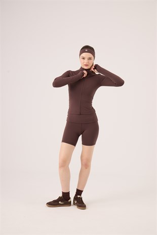 Beli Kıvrımlı Mini Kacie Şort Kahve