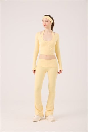 Bağlamalı Crop Kesim Ellen Bolero Sarı