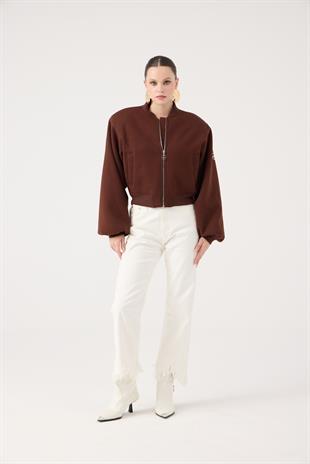 Yüksek Bel, Düğme Kapamalı, Paça Fermuar Detaylı Swan Jean Pantolon Beyaz