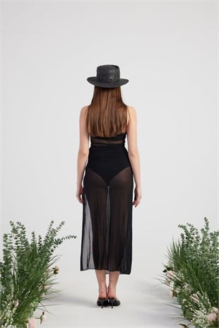 Standart Beden Etek ve Bluz Takım Royal Pareo Siyah