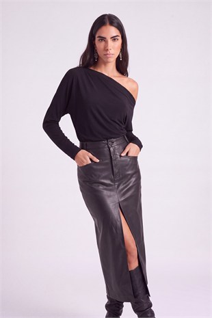 Hera Leather Skirt Black