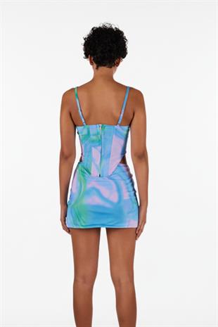 Balenli Tül Sierra Bluz Mavi