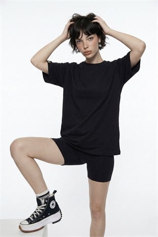  Pamuklu Unisex Oversize Lure Tshirt Siyah