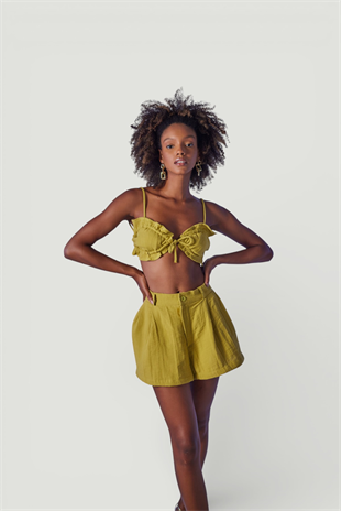 Crop Model Bağlamalı Playa Büstiyer Yeşil