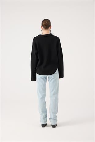 Yüksek Bel Straight Kesim Sagrado Jean Pantolon Mavi (Buz)