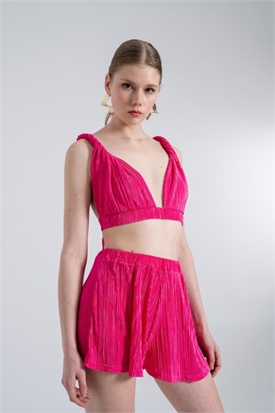 Beli Lastikli Mini Comfy Şort Pembe