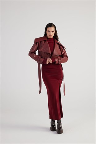 Neeko Leather Jacket Claret Red