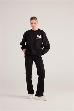 Oversize Kesin Unisex Ghosting Sweatshirt Siyah