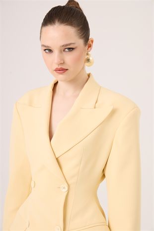 Belden Oturmalı Galina Blazer Ceket Sarı