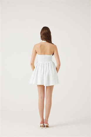 Cepli Mini Felici Elbise Beyaz