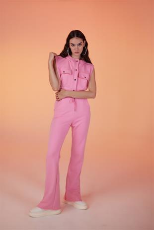 Paça Çıtçıtlı 3 İpli Jura Eşofman Altı Pembe