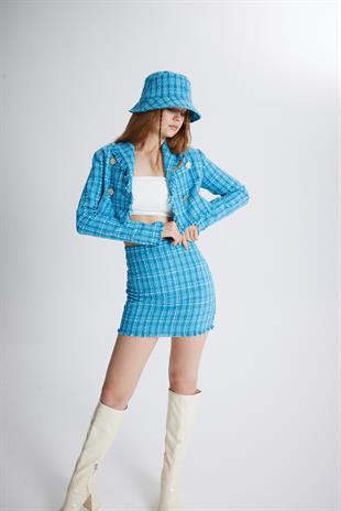 Tweed Skirt Blue