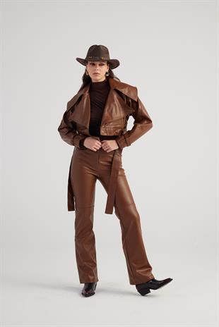 Dolores Leather Trousers Brown
