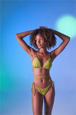 Bağcıklı U Kesim Brezilya Model Slim Delphi Bikini Altı Yeşil