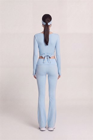 Ellen Bolero with Tie-Up Crop Cut, Blue