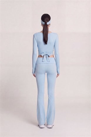 Bağlamalı Crop Kesim Ellen Bolero Mavi