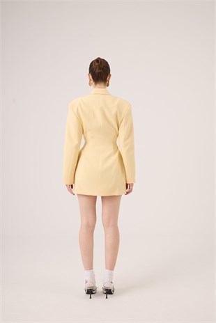 Belden Oturmalı Galina Blazer Ceket Sarı