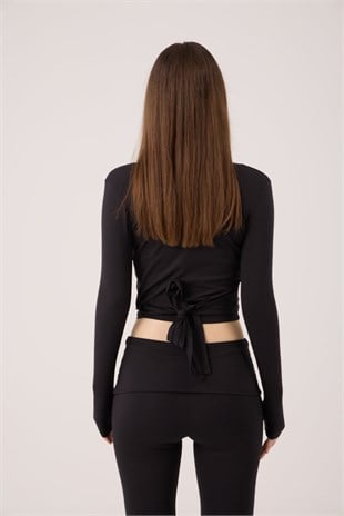 Bağlamalı Crop Kesim Ellen Bolero Siyah