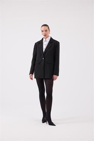 Strip Blazer Jacket Black