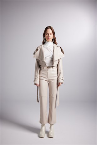 Neeko Leather Jacket Beige