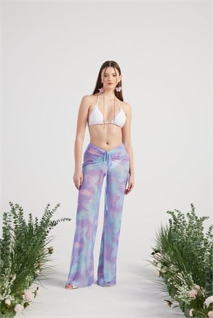 Shirred Pareo Pants Lilac