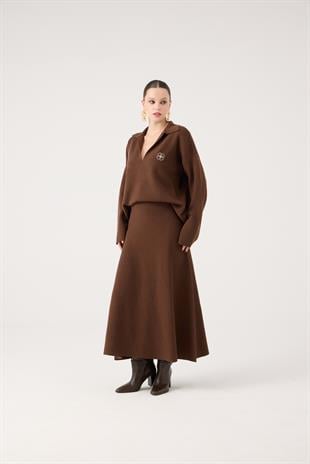 Zoi Knit Skirt Brown