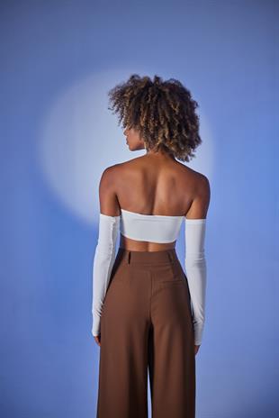 Straplez Model Noir Bluz Ekru