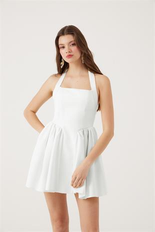 Cepli Mini Felici Elbise Beyaz