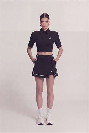 Slit Pocket Mini Brandi Short Skirt Black